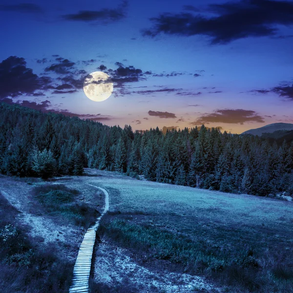Path to mountains at night — Stock Photo, Image