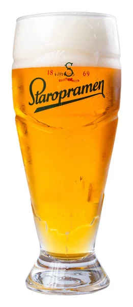 Uzhgorod Ucraniana Sep 2015 Copo Cerveja Com Rótulo Staropramen Bebida — Fotografia de Stock