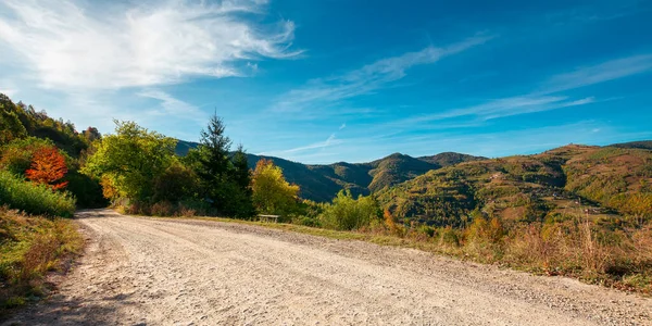Droga Żwirowa Kraju Górach Apuseni Kraj Cluj Rumunia Słoneczna Jesienna — Zdjęcie stockowe
