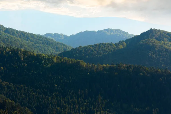 Zalesněný Hřeben Hory Krásná Přírodní Scenérie Letním Odpoledni — Stock fotografie