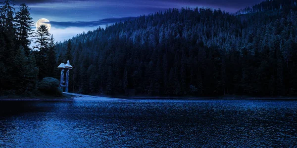 Paisaje Con Lago Tranquilo Verano Atardecer Reflexión Del Bosque Agua —  Fotos de Stock