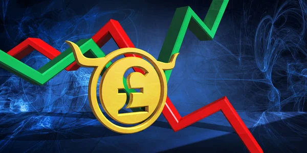 Illustrazione Dell Icona Della Valuta Gbp Sterlina Negoziazione Grafico Azionario — Foto Stock