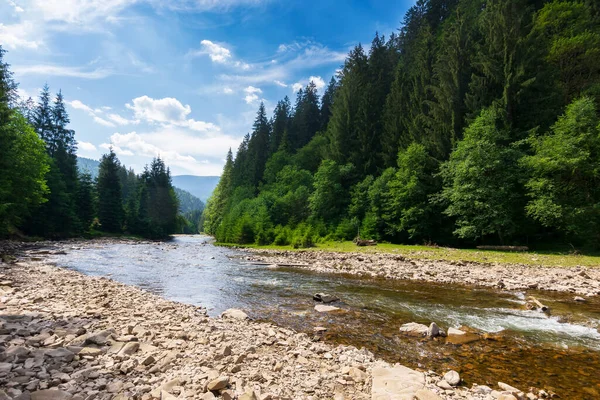 Landscape River Running Valley Mountainous Countryside Scenery Summer Water Flow — Fotografia de Stock