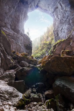 inside the cetatile ponorului cave, romania. beautiful scenery crafted by the nature