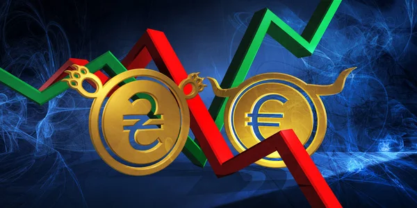 Rialzista Eur Bearish Uah Currency Mercato Dei Cambi Illustrazione Dell — Foto Stock