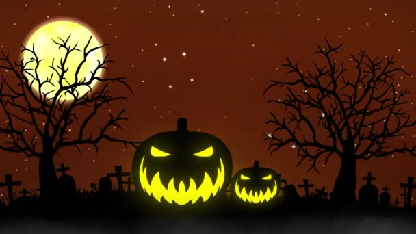 Pumpkins and Spooky Trees 의 개념 과 함께 할로윈 배경 애니메이션 — 비디오