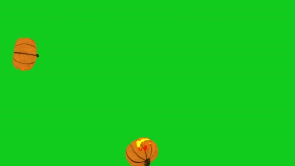 Падающая анимация Хэллоуин тыква на зеленом экране — стоковое видео