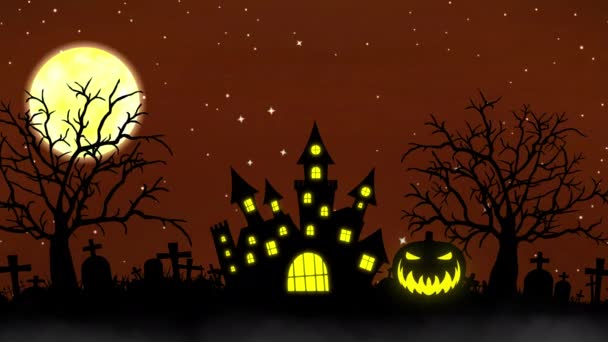 Halloween Background - Έννοια κολοκύθας και τρομαχτικών δέντρων — Αρχείο Βίντεο