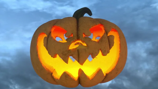 Fond Halloween Avec Citrouille Effrayant Rendu — Photo