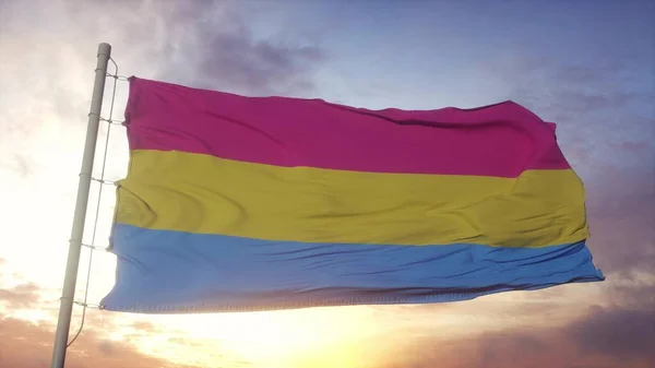 Прапор Гордості Махає Вітром Небом Сонцем Візуалізація — стокове фото