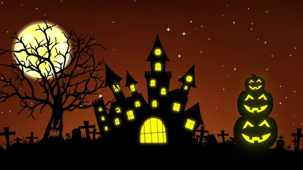 Halloween Background Concept Pumpkins Spooky Trees Rendu — Photo