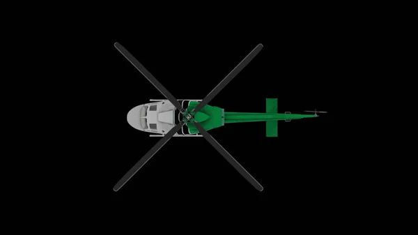 Helicóptero Realista Volando Animación Vista Superior Canal Alfa Renderizado — Foto de Stock