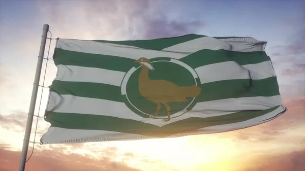 Bandeira Wiltshire Inglaterra Acenando Vento Céu Fundo Sol Renderização — Fotografia de Stock