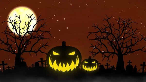 Pumpkins Spooky Trees 이름의 할로윈 애니메이션 있습니다 렌더링 — 스톡 사진