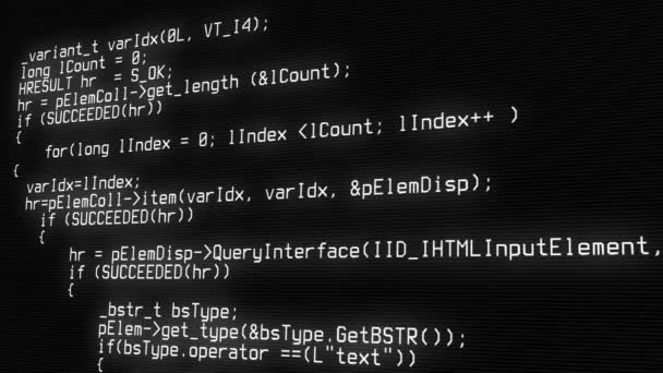 컴퓨터 화면 단말기에서 실행되는 프로그래밍 코드, 해킹 개념 — 비디오