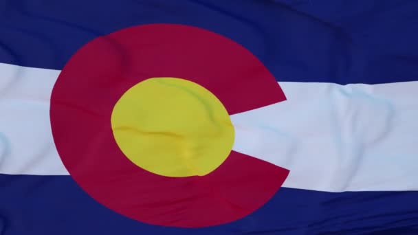 Flagge des Bundesstaates Colorado, Region der Vereinigten Staaten, weht im Wind — Stockvideo