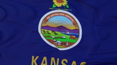Kansas eyaleti bayrağı, Birleşik Devletler bölgesi, rüzgarda sallanıyor.