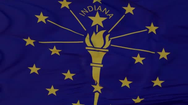 Flag of Indiana state, region of the United States, waving at wind — Stock Video