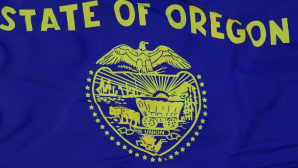 Oregonská vlajka, region Spojených států, vlnící se proti větru — Stock video