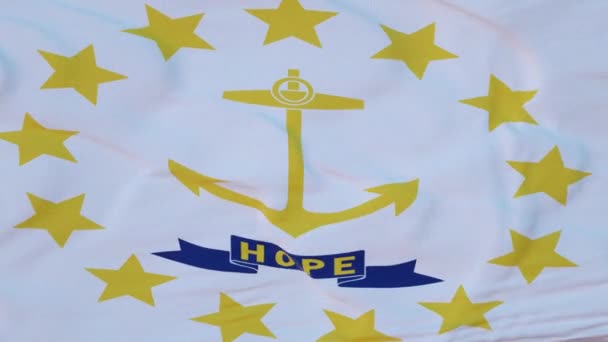 Flag of Rhode Island state, region of the United States, waving at wind — Stock Video