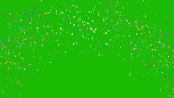 Explosion de confettis colorés sur fond vert — Video