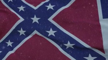 Mississippi kış bayrağı, kar taneleri arka planda. Amerika Birleşik Devletleri