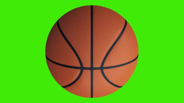 Basketball-Ball dreht sich auf grünem Bildschirm - Chromakey-Hintergrund, Schleife — Stockvideo