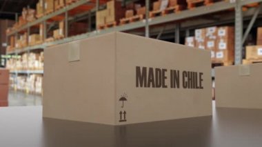 Şili metninde taşımacılık üzerine yapılmış kutular. Şili ürünleri ile ilgili döngüsel 3D canlandırma