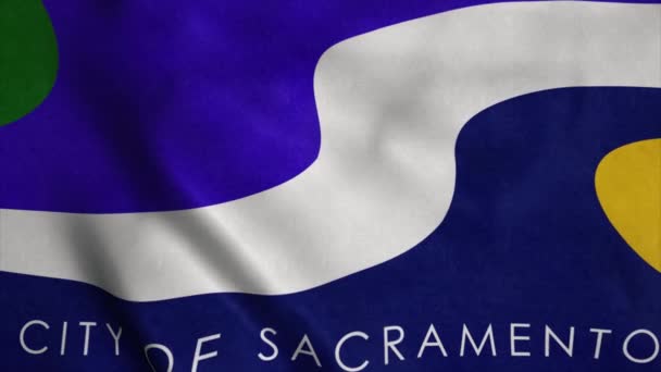 Sacramento City Flagge, Stadt der USA weht im Wind — Stockvideo