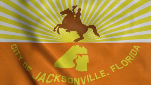 Jacksonville vlag zwaaiend in de wind — Stockvideo