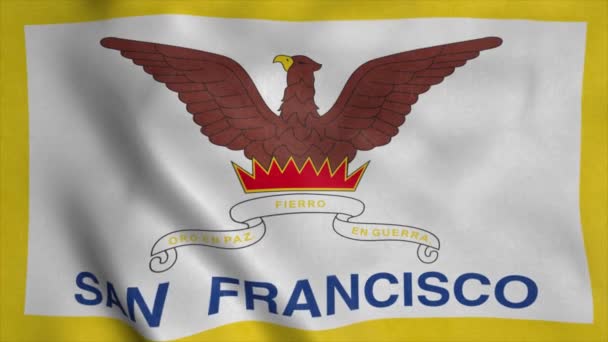 Flaga San Francisco, Kalifornia, falująca na wietrze — Wideo stockowe