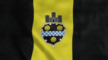 Pittsburgh şehir bayrağı, Pennsylvania, rüzgarda dalgalanan