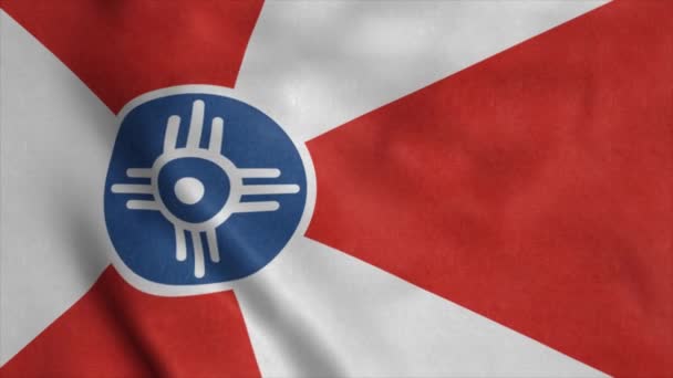 Прапор міста Вічіта (штат Канзас) махає вітром. — стокове відео
