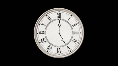 Vintage wall clock on black background. 3d rendering. clipart