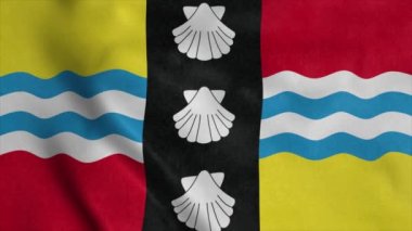 Bedfordshire bayrağı, İngiltere, rüzgarda sallanıyor. Gerçekçi bayrak arkaplanı