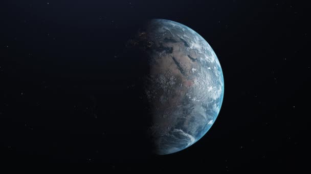 Planeta Tierra desde el espacio exterior. Transición realista de la noche al día — Vídeos de Stock