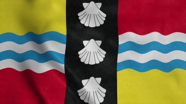 Bedfordshire zászló, Anglia, integet a szélben. Reális lobogó háttér — Stock videók