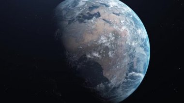 Gece ve gündüz uzaydan Dünya gezegeni. Rotasyonun ve şehir ışıklarının zaman aşımı. Uzay keşfi