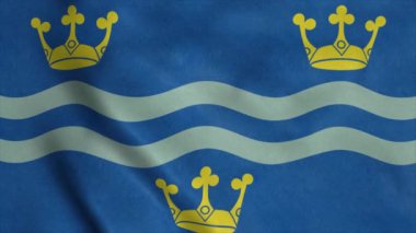 Cambridgeshire bayrağı, İngiltere şehri, rüzgarda sallanıyor. Gerçekçi bayrak arkaplanı