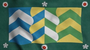 Cumbria bayrağı, İngiltere şehri, rüzgarda sallanıyor. Gerçekçi bayrak arkaplanı