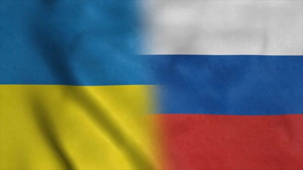 Ukraina i Rosja machają flagą. Koncepcja wojny przeciwko sobie — Wideo stockowe