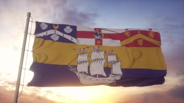 Flagge der Stadt Sydney im Bundesstaat Australien — Stockvideo