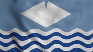 Isle Wight bayrağı, İngiltere, rüzgarda sallanıyor. Gerçekçi bayrak arkaplanı