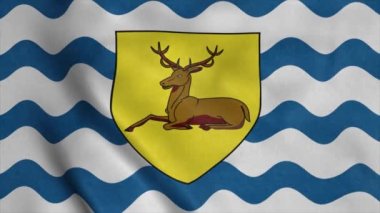 Hertfordshire bayrağı, İngiltere, rüzgarda sallanıyor. Gerçekçi bayrak arkaplanı