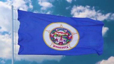 Minnesota eyaleti bayrağı, Birleşik Devletler bölgesi, rüzgarda dalgalanan