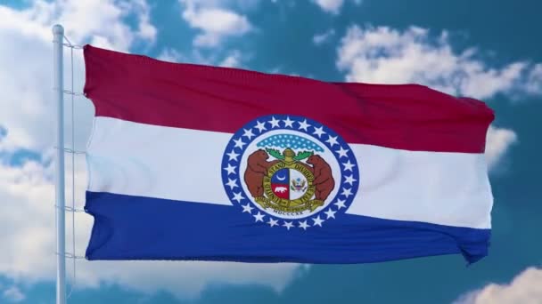 ミズーリ州、米国の地域の旗は、風に手を振って — ストック動画