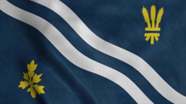 Oxfordshire bayrağı, İngiltere, rüzgarda sallanıyor. Gerçekçi bayrak arkaplanı