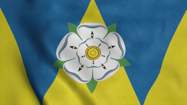 Drapeau du Yorkshire de l'Ouest, Angleterre, agitant le vent. Fond drapeau réaliste — Video