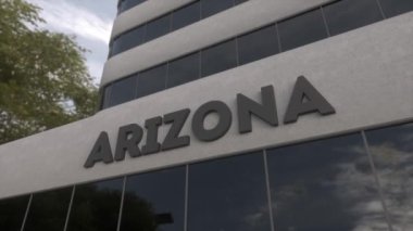 Arizona tabelası modern bir gökdelende. Arizona Binası