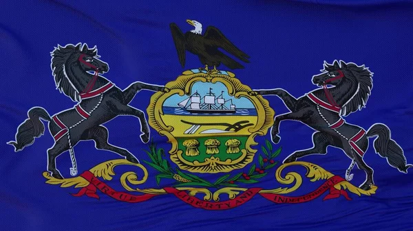 Flagga i delstaten Pennsylvania, region i USA, vinkar åt vinden. 3d-konvertering — Stockfoto